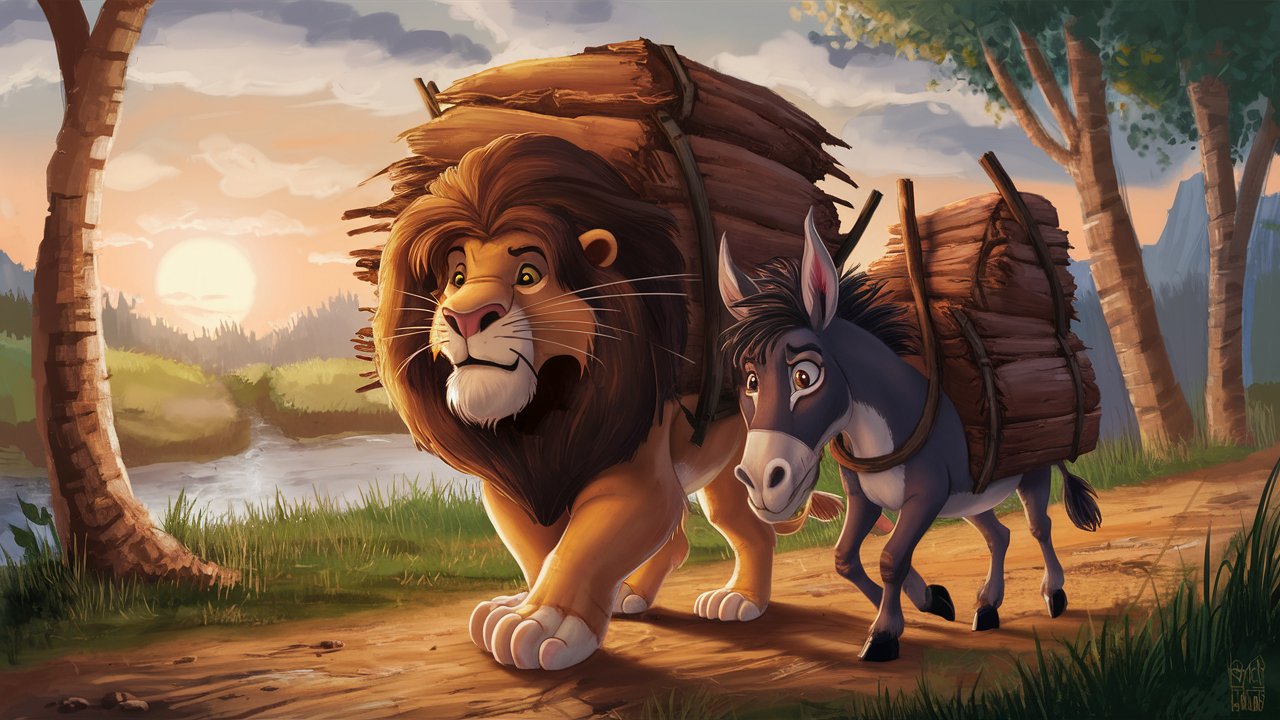 นิทาน สิงโตกับลา : The story of the lion and the donkey